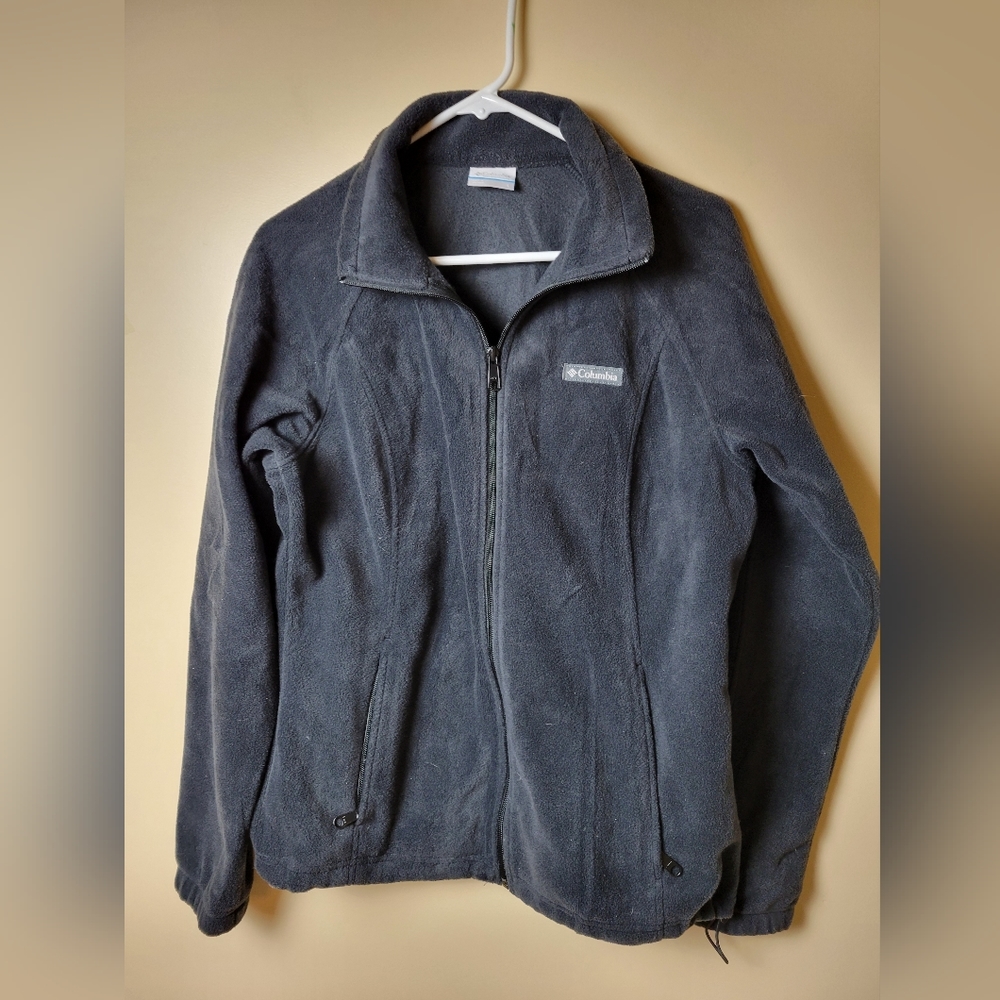 Columbia Full Zip Black Fleece Jacket Men's Size Large Zip-Up